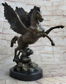 Flying Pegasus Winged Horse Bronze Sculpture Signed 15" x 14"