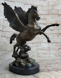 Flying Pegasus Winged Horse Bronze Sculpture Signed 15" x 14"