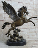 Flying Pegasus Winged Horse Bronze Sculpture Signed 15" x 14"