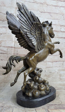 Flying Pegasus Winged Horse Bronze Sculpture Signed 15" x 14"