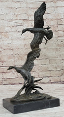 Flying Ducks Family Bronze Sculpture Marble Base 17" x 15"