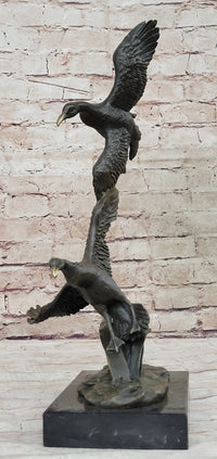 Flying Ducks Family Bronze Sculpture Marble Base 17" x 15"