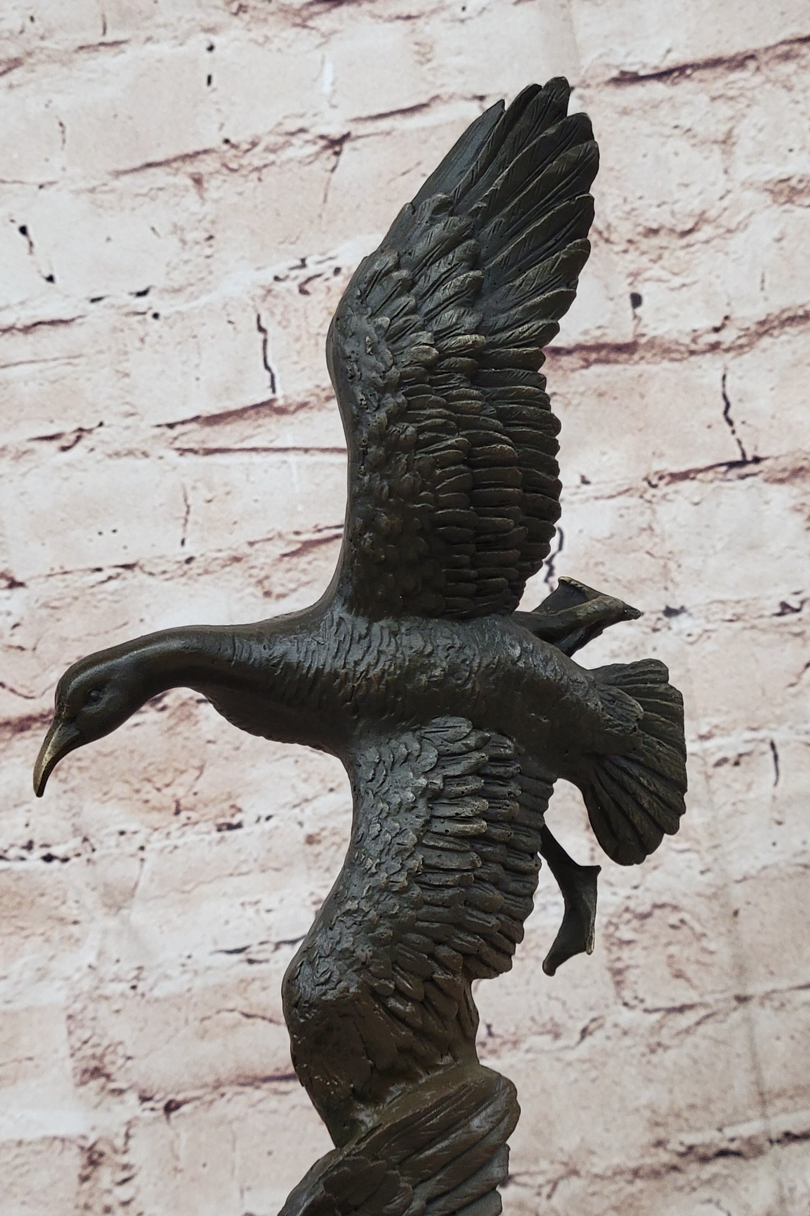 Flying Ducks Family Bronze Sculpture Marble Base 17" x 15"