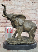 Signed Large African Elephant Bronze Sculpture by Barye Art