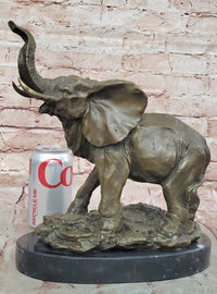 Signed Large African Elephant Bronze Sculpture by Barye Art