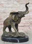 Signed Large African Elephant Bronze Sculpture by Barye Art