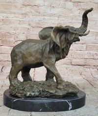 Signed Large African Elephant Bronze Sculpture by Barye Art