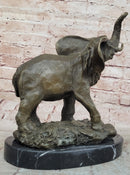 Signed Large African Elephant Bronze Sculpture by Barye Art