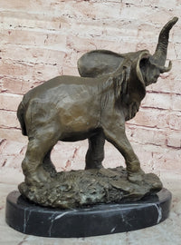 Signed Large African Elephant Bronze Sculpture by Barye Art