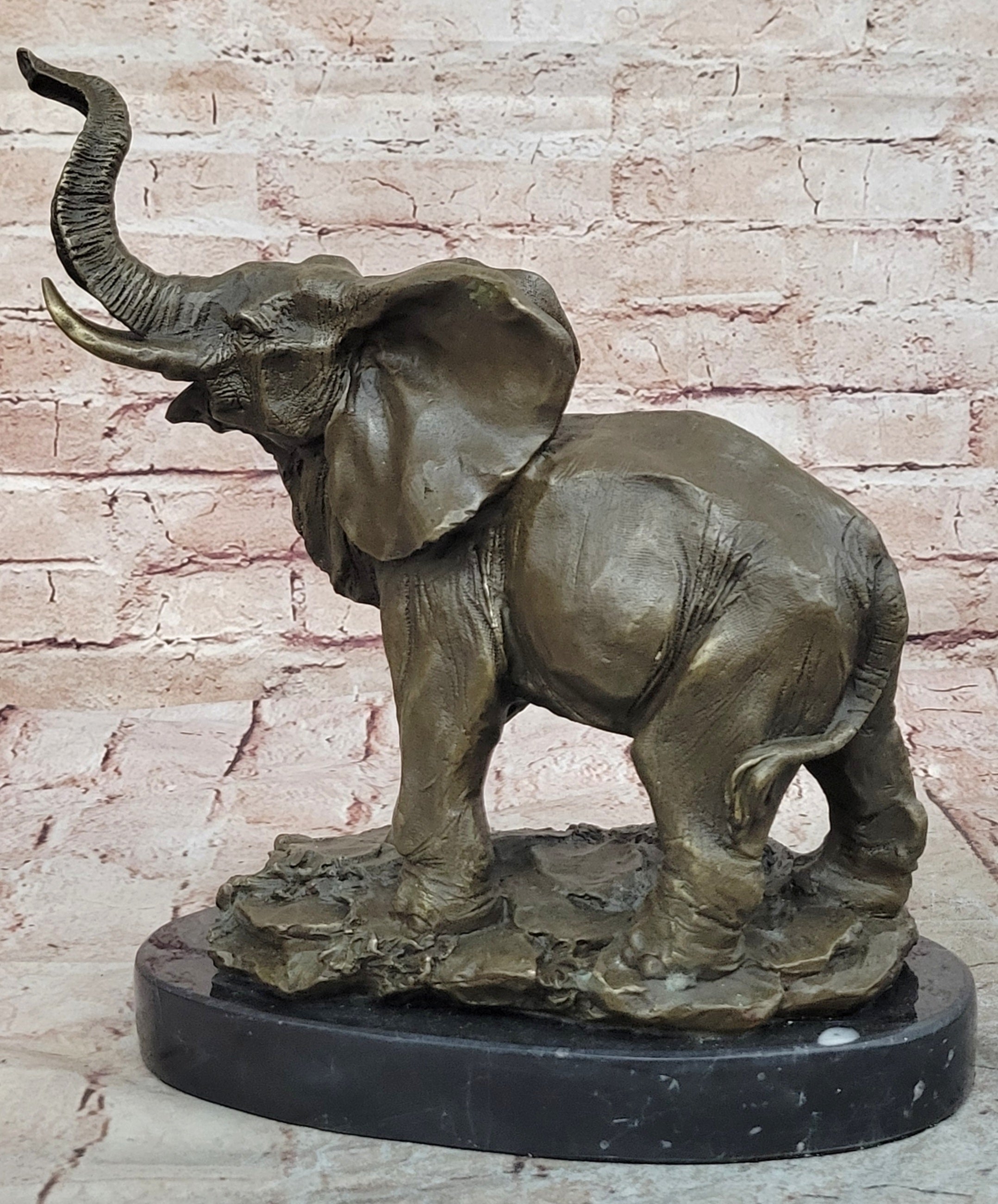 Signed Large African Elephant Bronze Sculpture by Barye Art