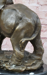Signed Large African Elephant Bronze Sculpture by Barye Art