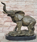 Signed Large African Elephant Bronze Sculpture by Barye Art