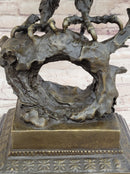 BRONZE Eagle Hawk Falcon Osprey Garden Park Zoo Statue Marble Base Figure Decor