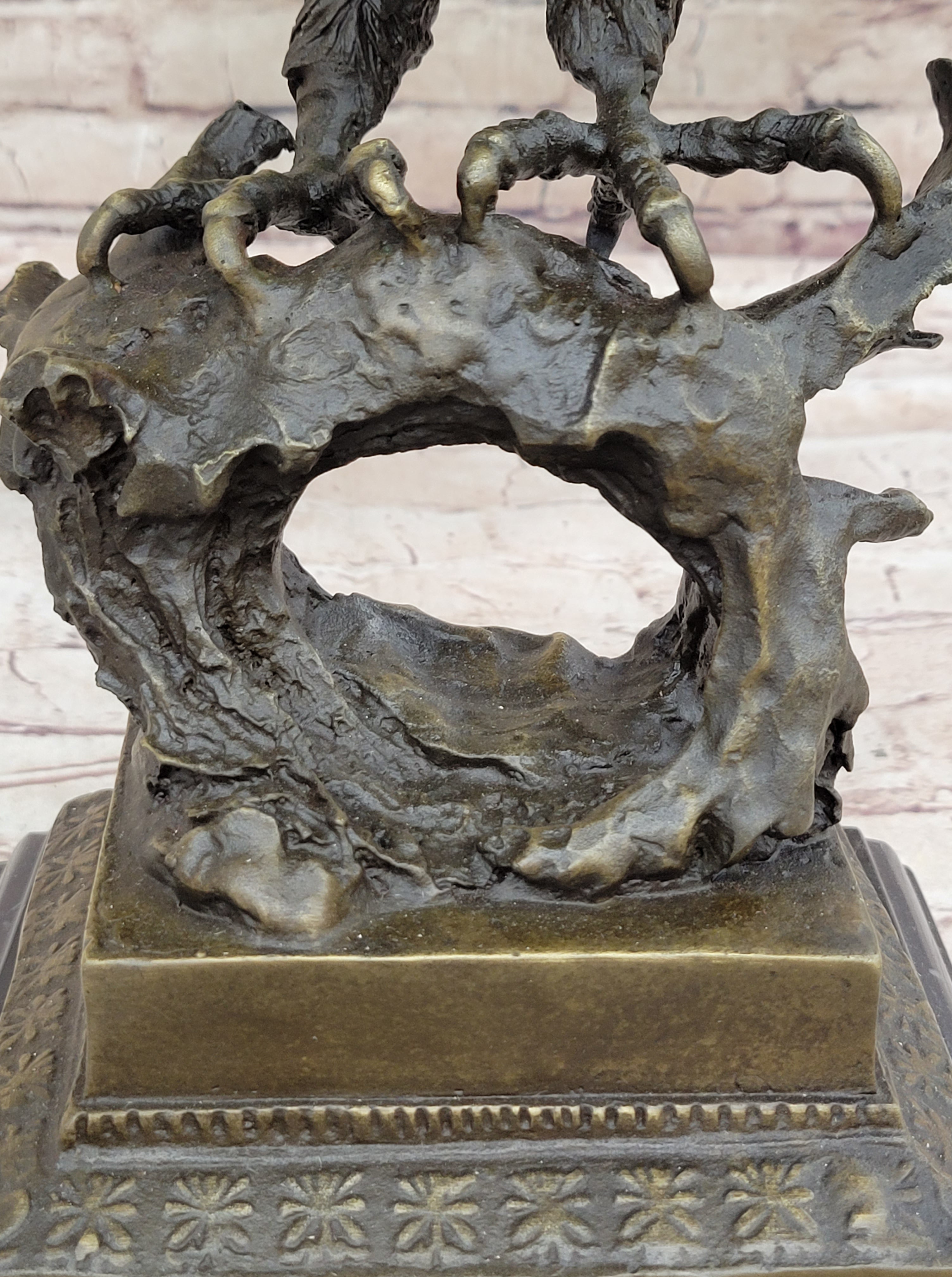 BRONZE Eagle Hawk Falcon Osprey Garden Park Zoo Statue Marble Base Figure Decor
