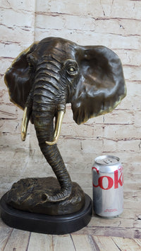 Abstract Floating Elephant Head Bust Bronze Art Africa