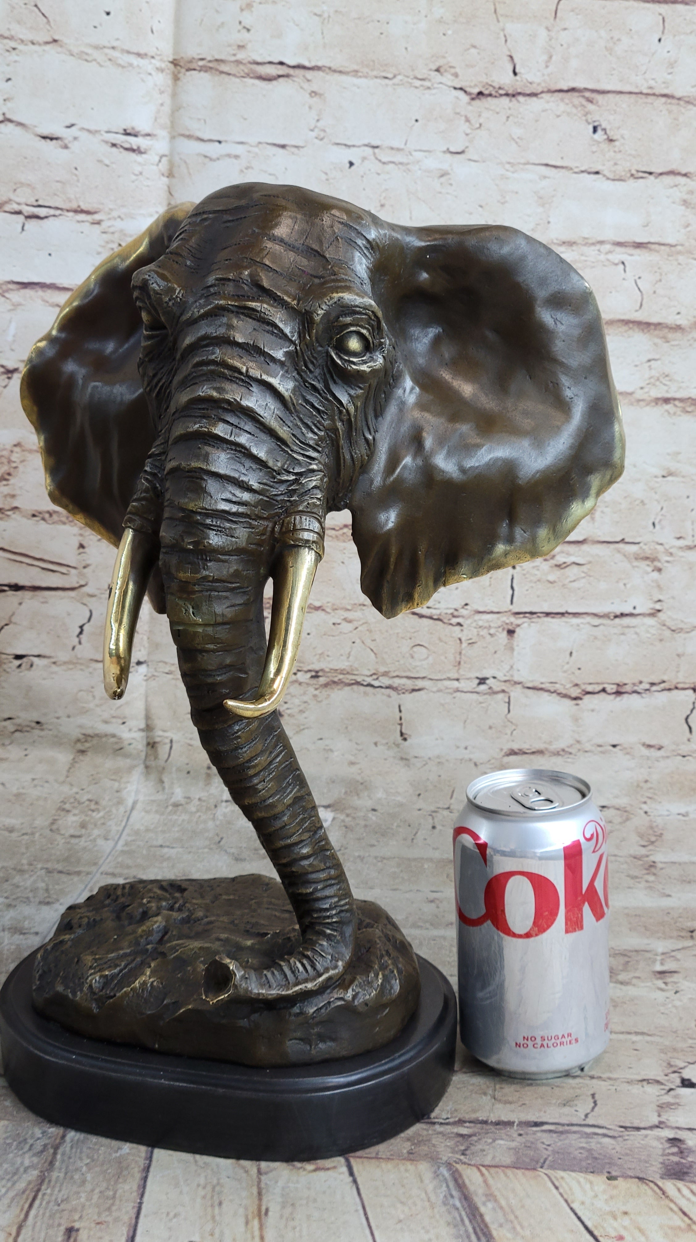 Abstract Floating Elephant Head Bust Bronze Art Africa