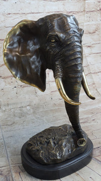 Abstract Floating Elephant Head Bust Bronze Art Africa