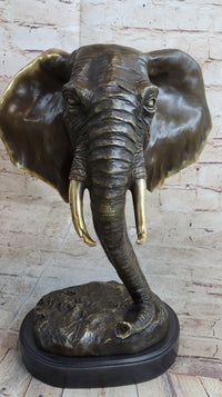 Abstract Floating Elephant Head Bust Bronze Art Africa