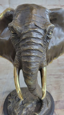 Abstract Floating Elephant Head Bust Bronze Art Africa