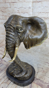 Abstract Floating Elephant Head Bust Bronze Art Africa