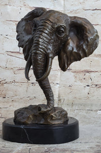 Milo Large Elephant Bust Bronze Sculpture Wildlife Safari