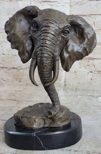 Milo Large Elephant Bust Bronze Sculpture Wildlife Safari