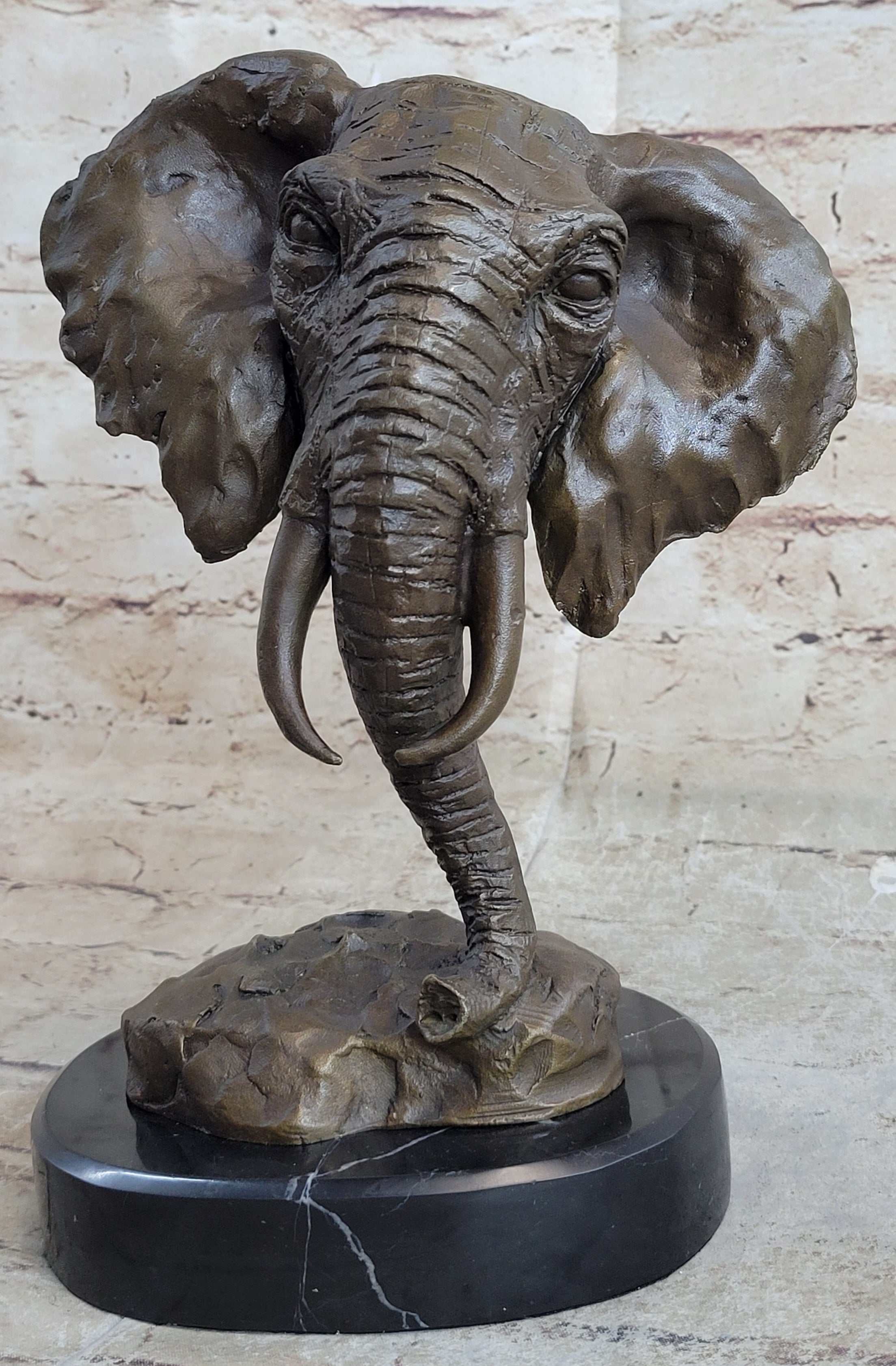 Milo Large Elephant Bust Bronze Sculpture Wildlife Safari