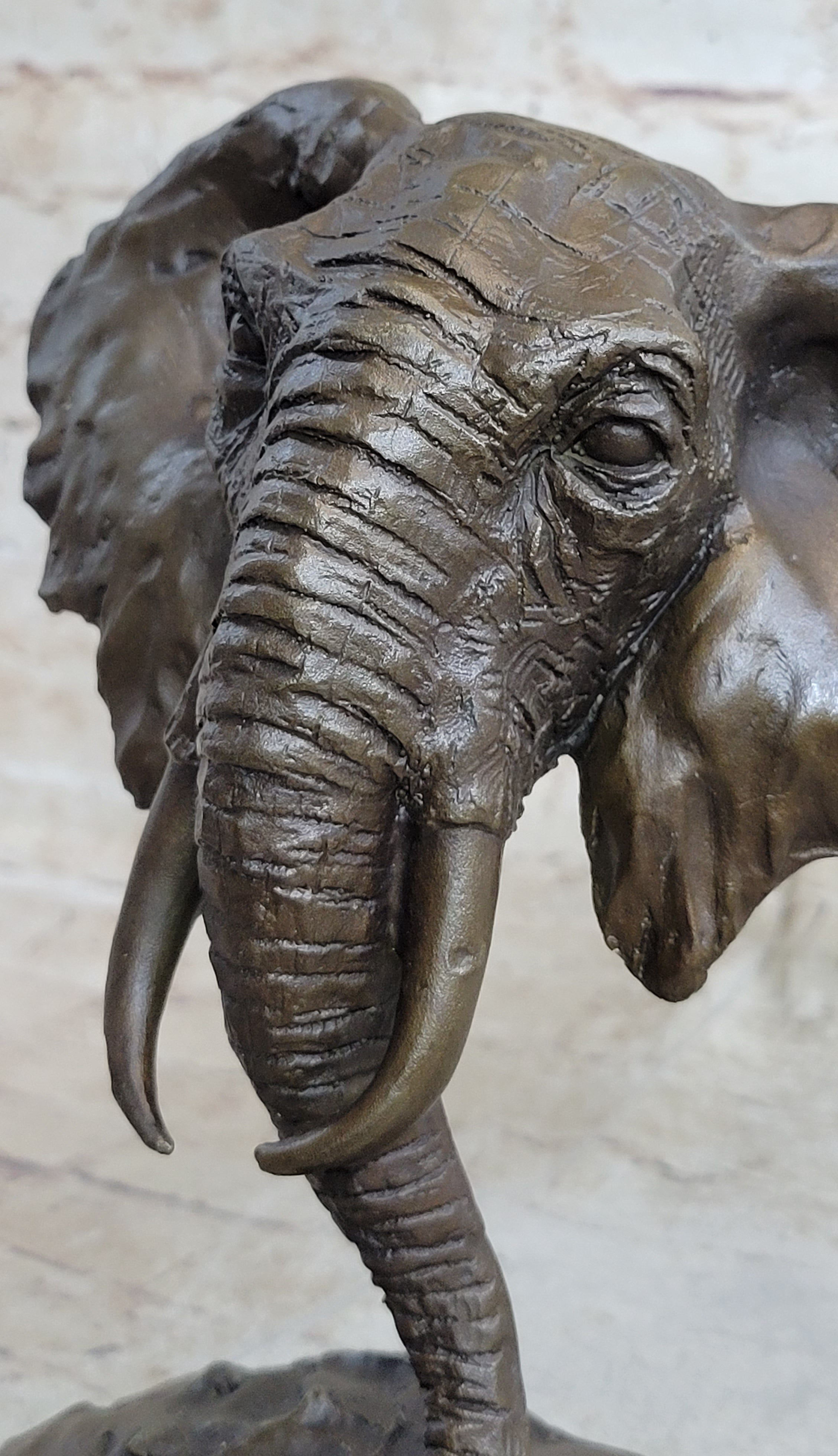 Milo Large Elephant Bust Bronze Sculpture Wildlife Safari