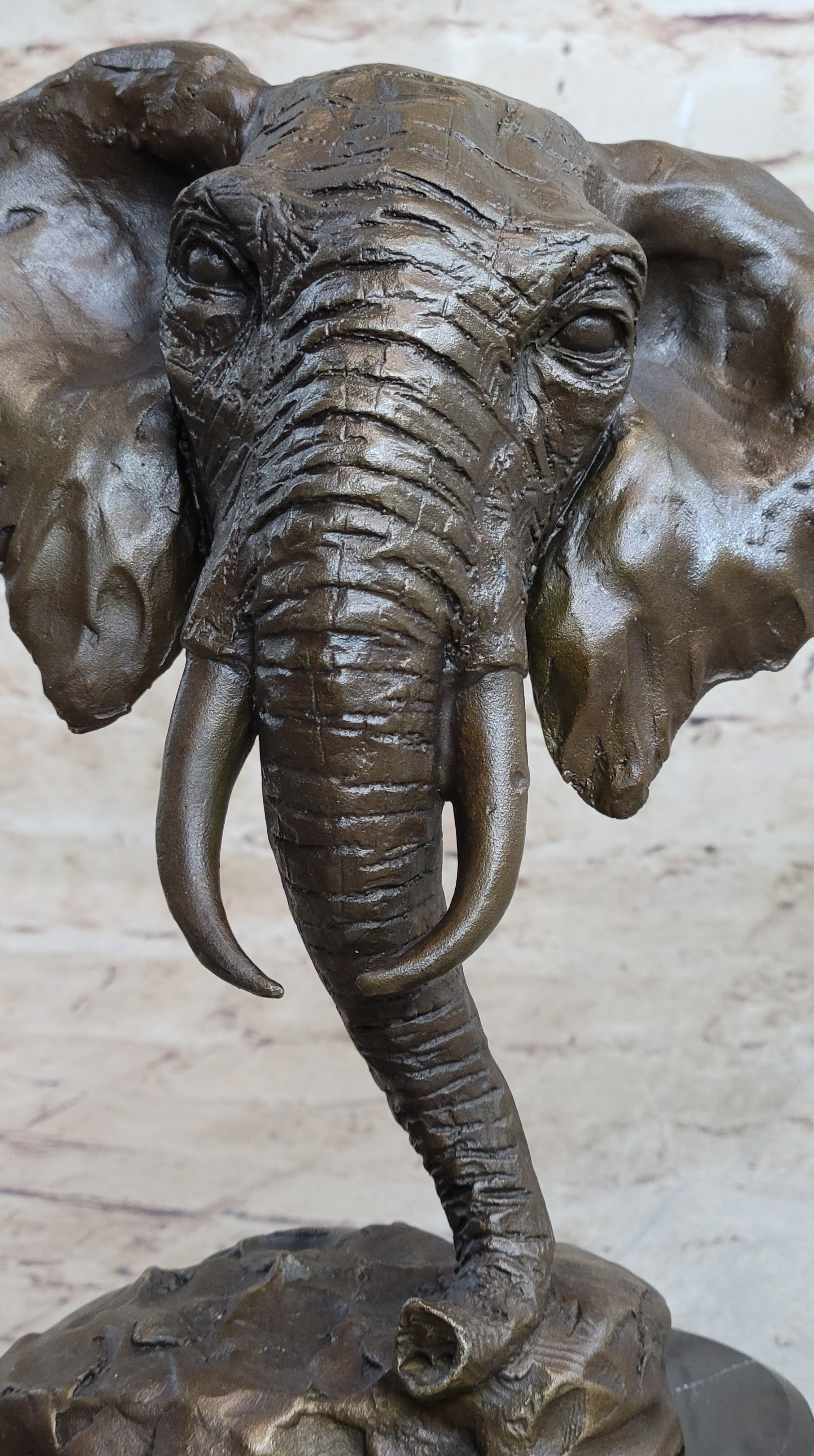 Milo Large Elephant Bust Bronze Sculpture Wildlife Safari