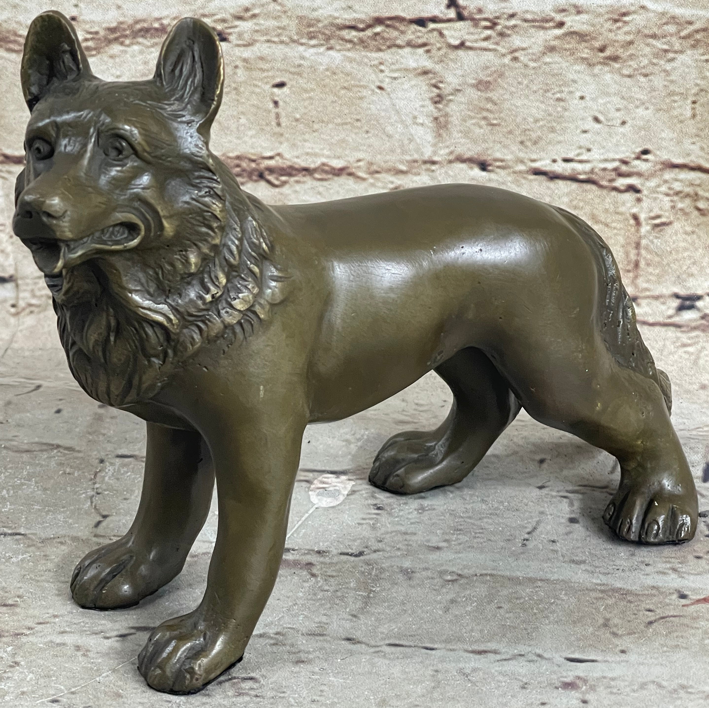 German Shepherd Puppy Bronze Sculpture Collectible 6" x 9"