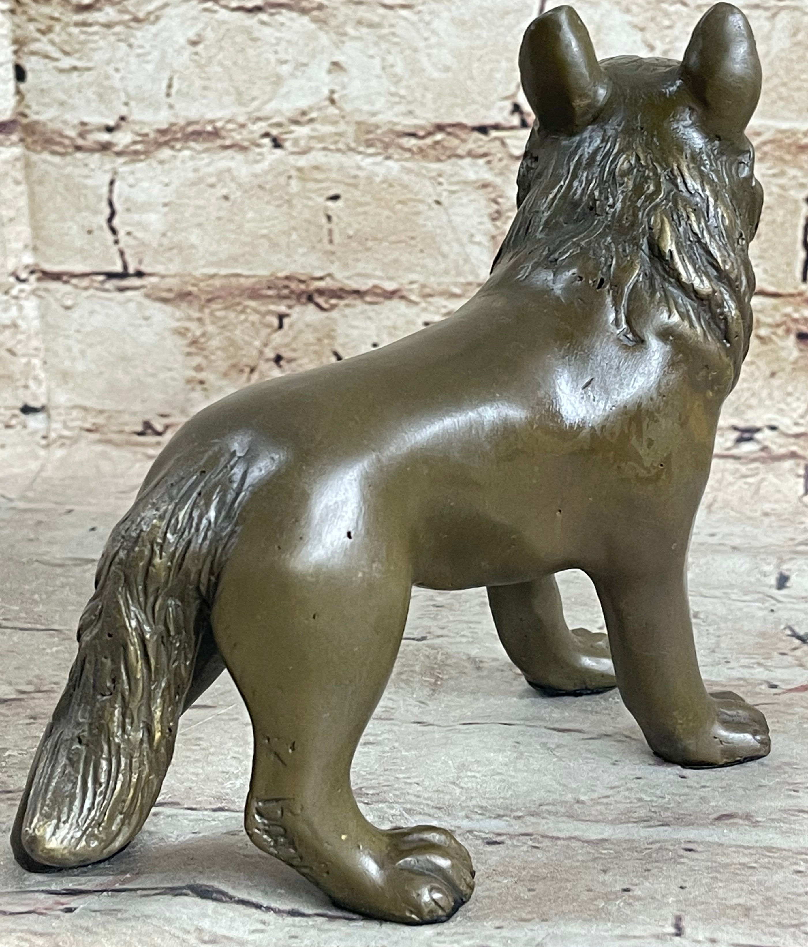 German Shepherd Puppy Bronze Sculpture Collectible 6" x 9"
