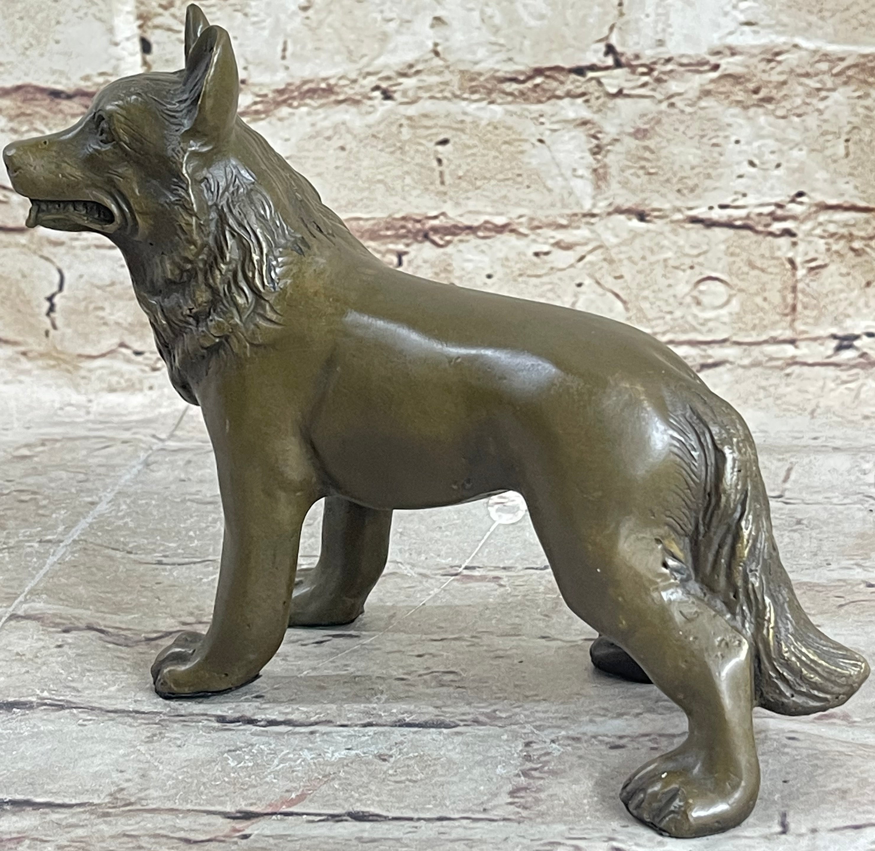 German Shepherd Puppy Bronze Sculpture Collectible 6" x 9"