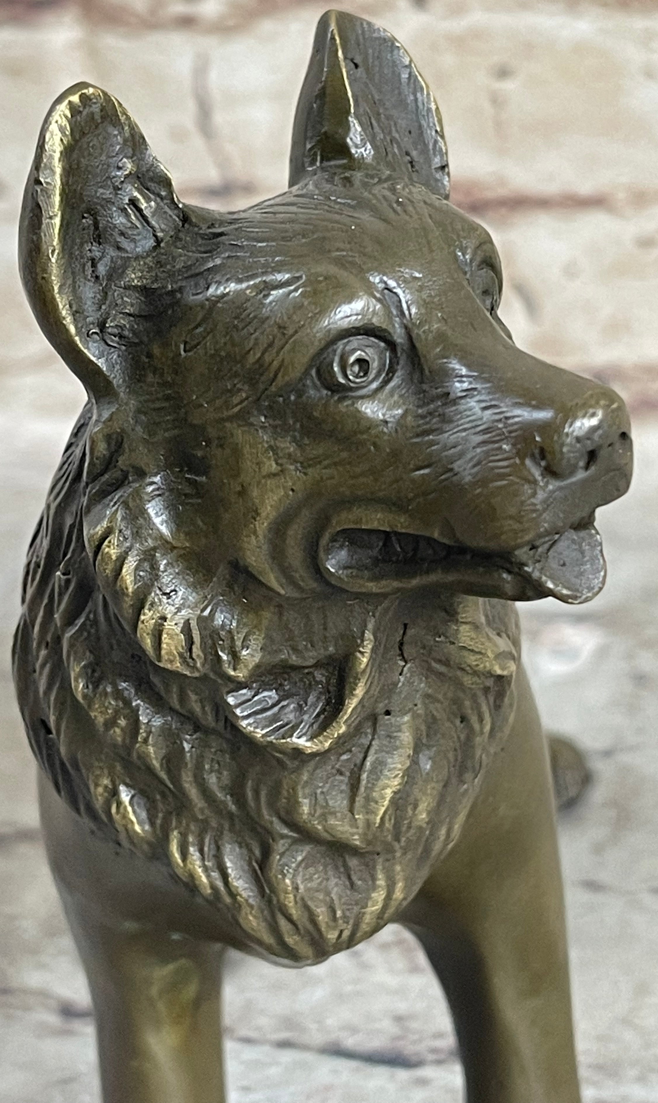 German Shepherd Puppy Bronze Sculpture Collectible 6" x 9"