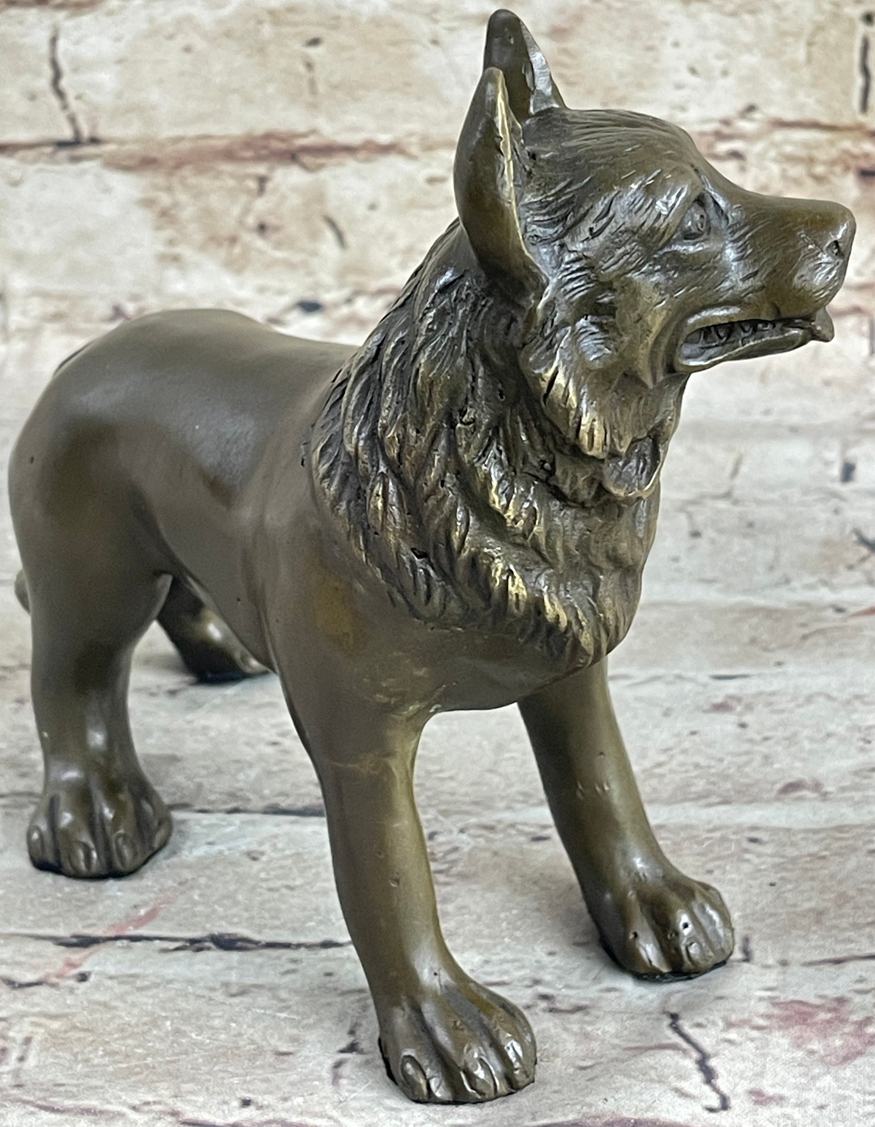 German Shepherd Puppy Bronze Sculpture Collectible 6" x 9"