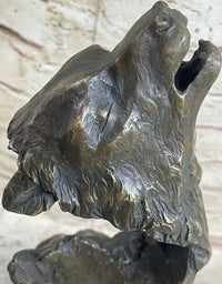 Signed Original Kanaev Two Wolves Wolf Head Bronze Sculpture