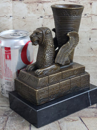Persian Persepolis Griffon Dragon Bird Candle Holder Bronze Bookend