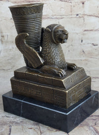 Persian Persepolis Griffon Dragon Bird Candle Holder Bronze Bookend