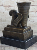 Persian Persepolis Griffon Dragon Bird Candle Holder Bronze Bookend