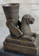 Persian Persepolis Griffon Dragon Bird Candle Holder Bronze Bookend