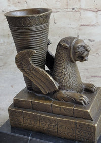 Persian Persepolis Griffon Dragon Bird Candle Holder Bronze Bookend