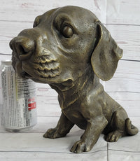 Floppy Eared Dog Bronze Sculpture Signed Collectible 9" x 9"