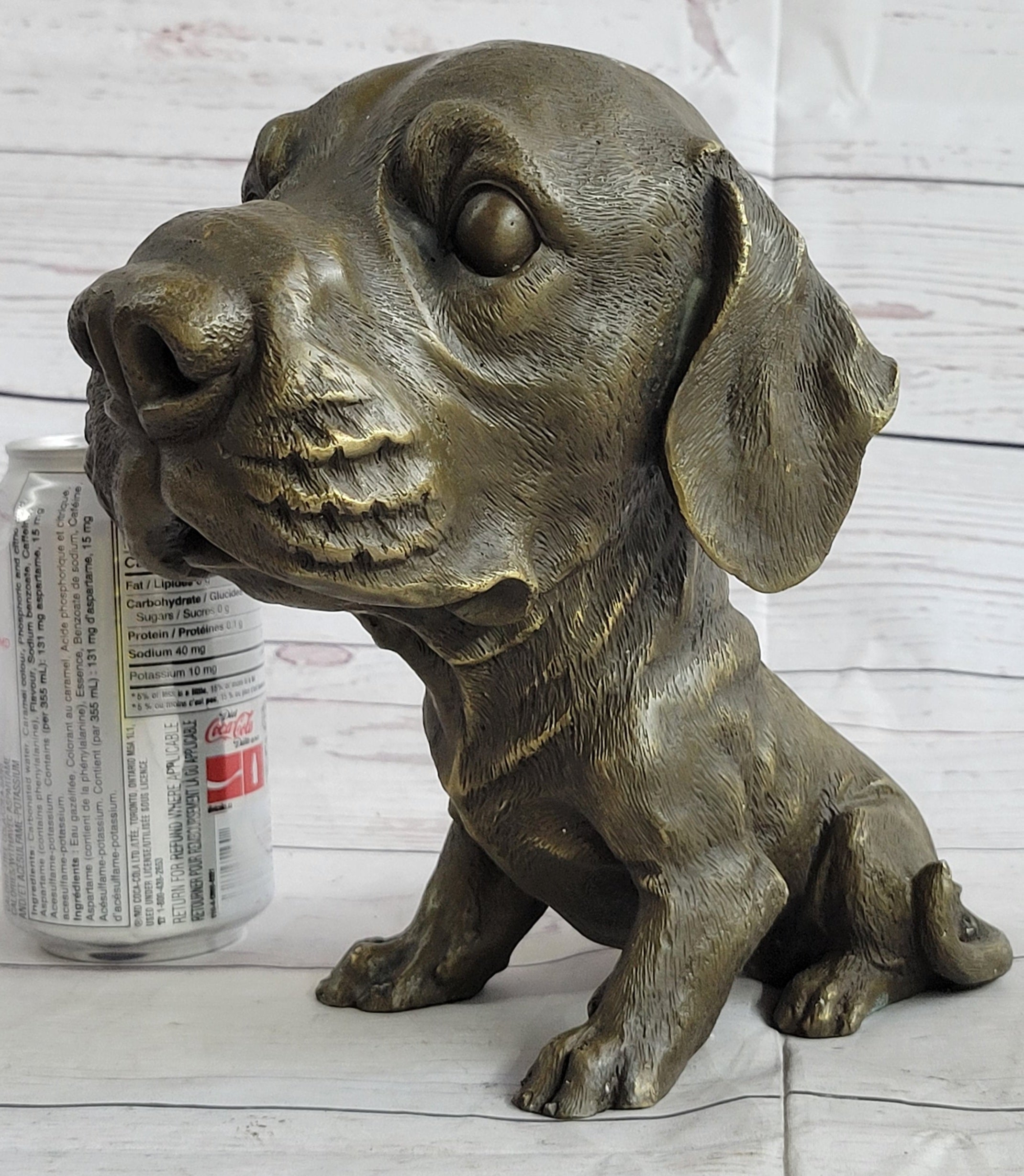 Floppy Eared Dog Bronze Sculpture Signed Collectible 9" x 9"