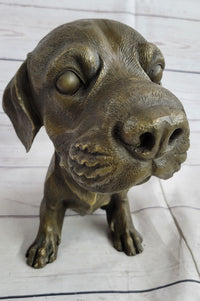 Floppy Eared Dog Bronze Sculpture Signed Collectible 9" x 9"