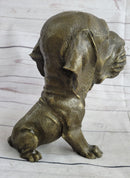 Floppy Eared Dog Bronze Sculpture Signed Collectible 9" x 9"