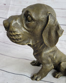 Floppy Eared Dog Bronze Sculpture Signed Collectible 9" x 9"