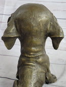 Floppy Eared Dog Bronze Sculpture Signed Collectible 9" x 9"