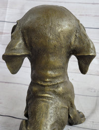 Floppy Eared Dog Bronze Sculpture Signed Collectible 9" x 9"