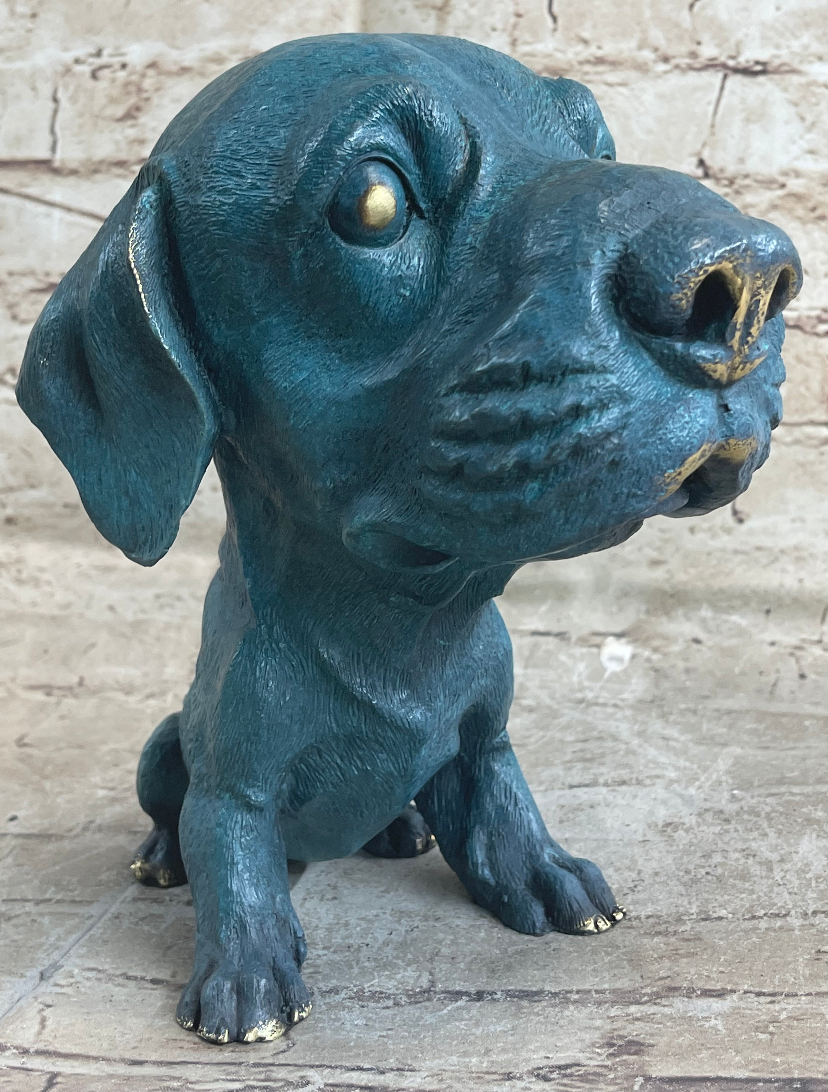 Labrador Retriever Puppy Dog Bronze Metal Bobble Head Figure