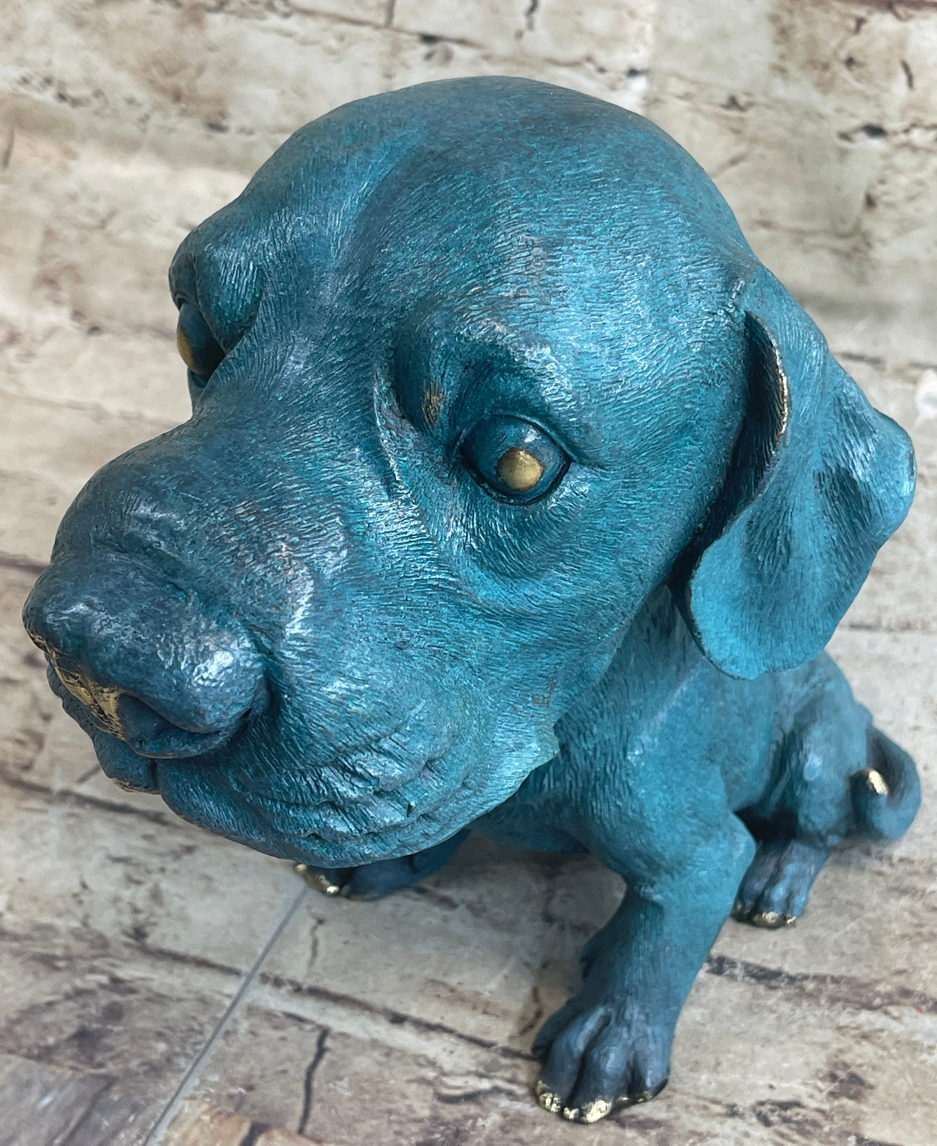 Labrador Retriever Puppy Dog Bronze Metal Bobble Head Figure