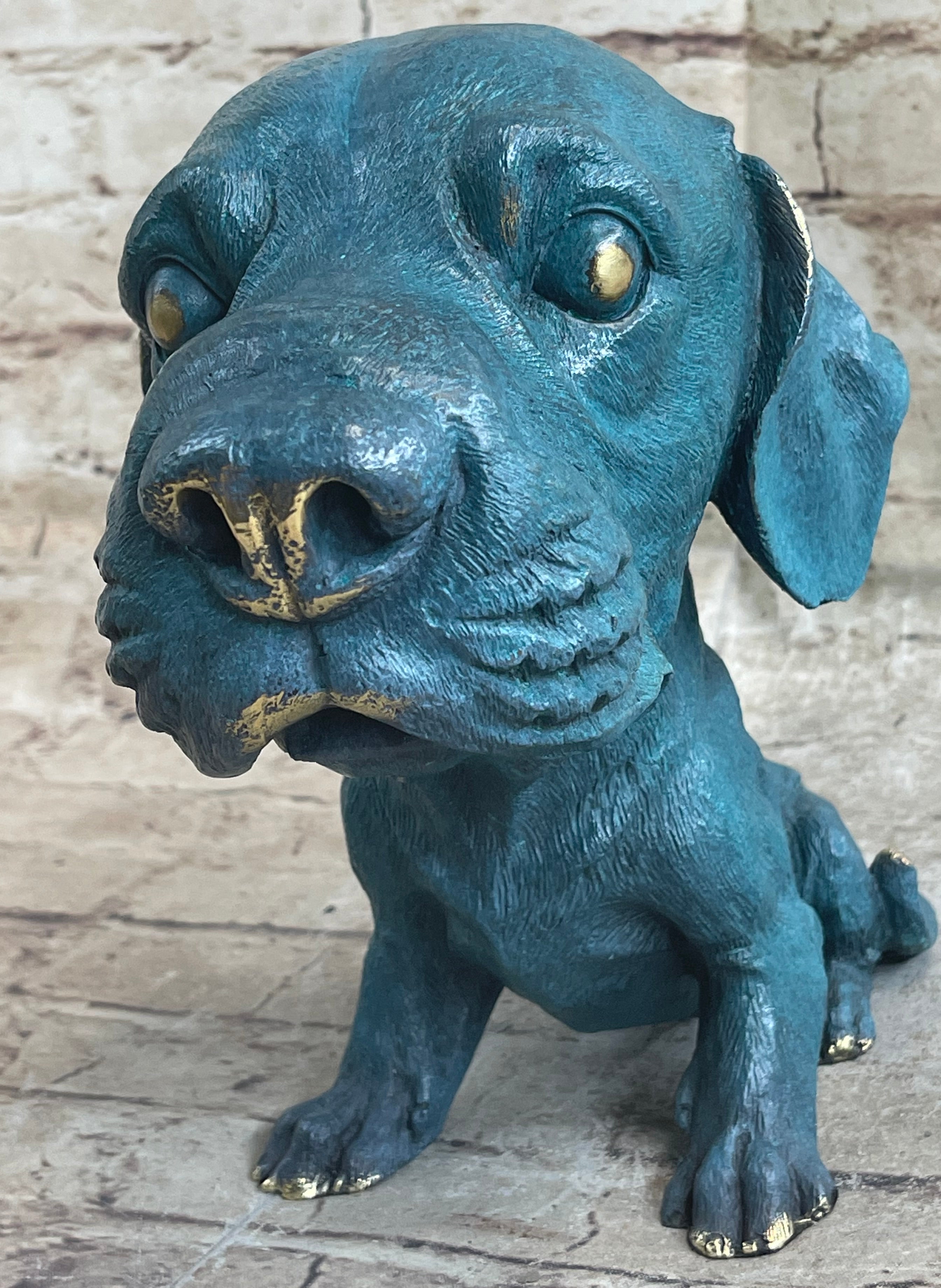 Labrador Retriever Puppy Dog Bronze Metal Bobble Head Figure